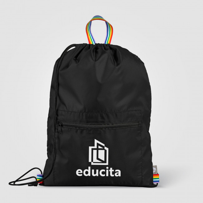 Custom Printed Spectrum Recycled Polyester Drawstring Bag 8L - Image 2