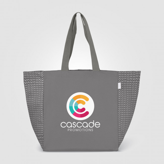 Custom Printed Toronto 8oz. Recycled Cotton Chevron Tote Bag - Image 6