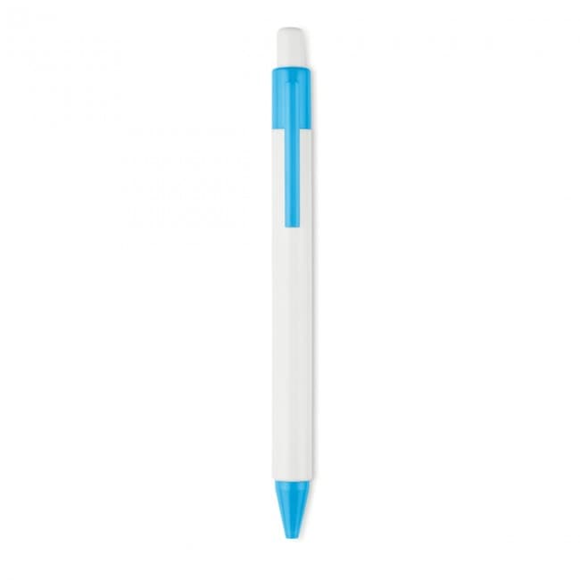 Custom Printed Plastic Push type pen blue in - Image 9