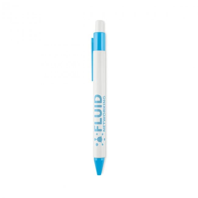 Custom Printed Plastic Push type pen blue in - Image 3