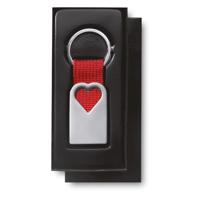 Custom Printed Heart Metal Keyring - Image 1