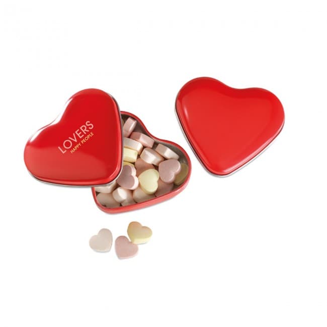 Custom Printed Heart Tin Box With Candies - Image 4