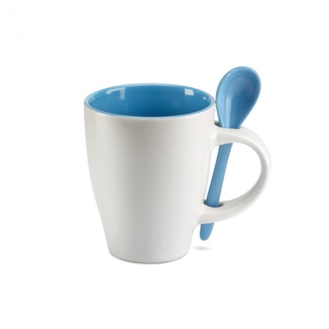 Custom Printed Bicolour Mug With Spoon 250ml - Image 2