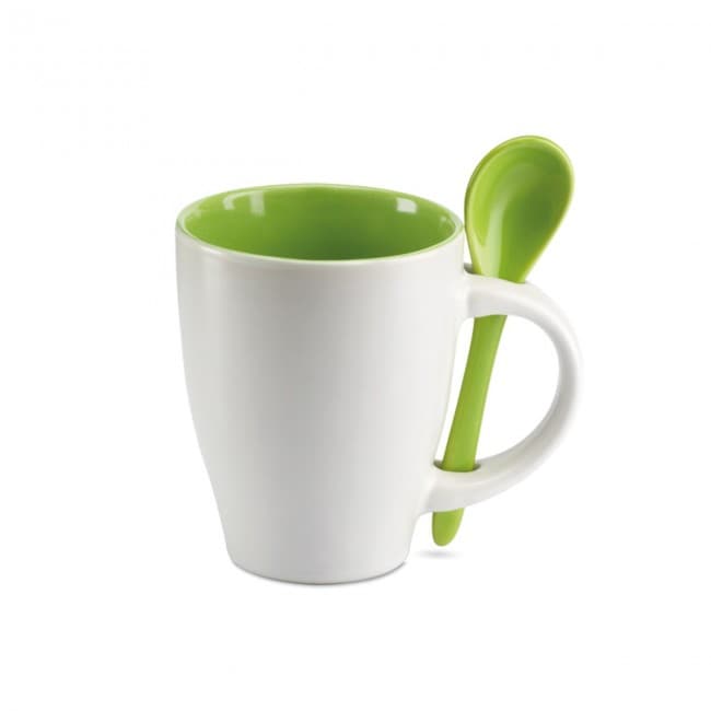 Custom Printed Bicolour Mug With Spoon 250ml - Image 8