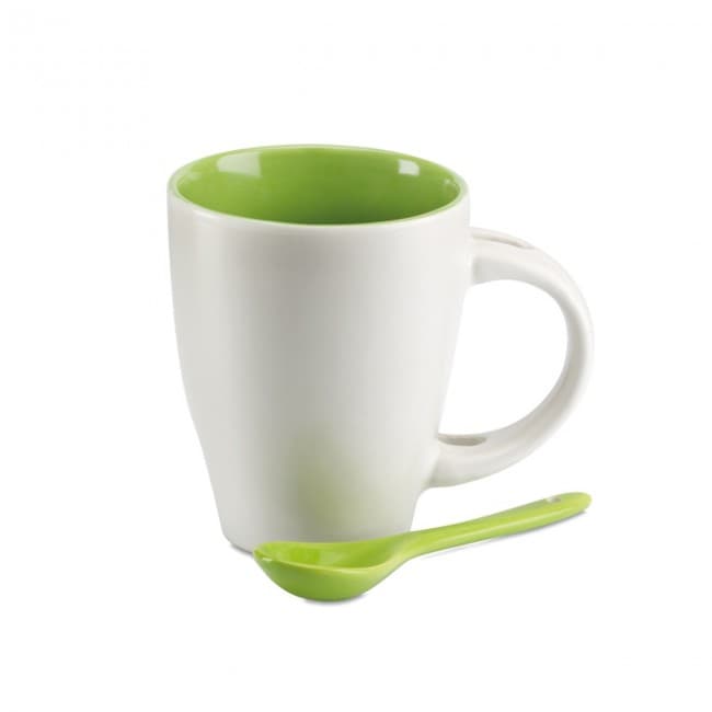 Custom Printed Bicolour Mug With Spoon 250ml - Image 11