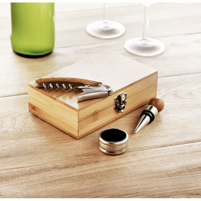 Custom Printed Wine Set In Bamboo Box - Image 2