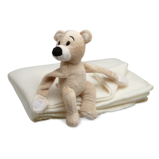 Custom Printed Fleece Blanket With Bear - Image 1