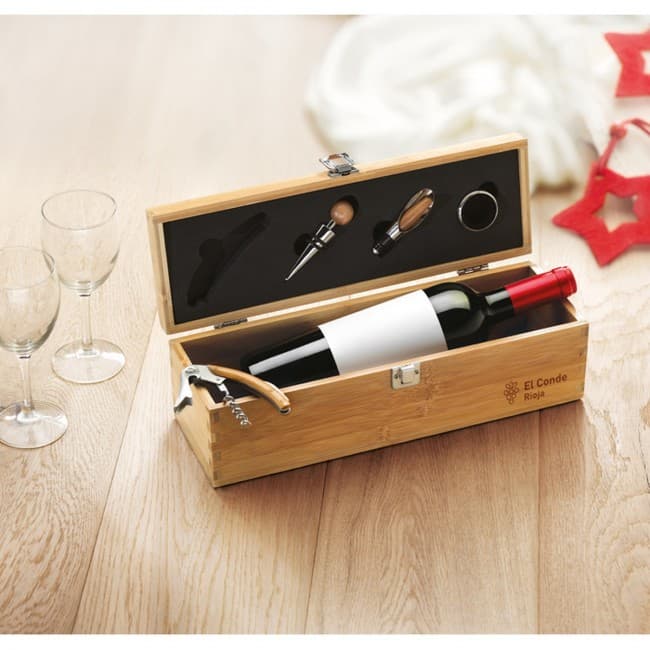 Custom Printed Wine Set In Bamboo Box - Image 7