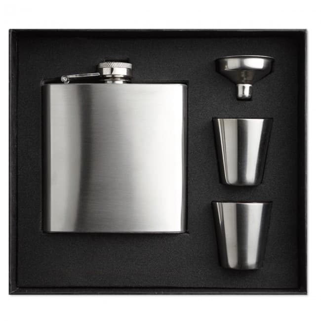 Custom Printed Slim Hip Flask With 2 Cups Set - Image 5