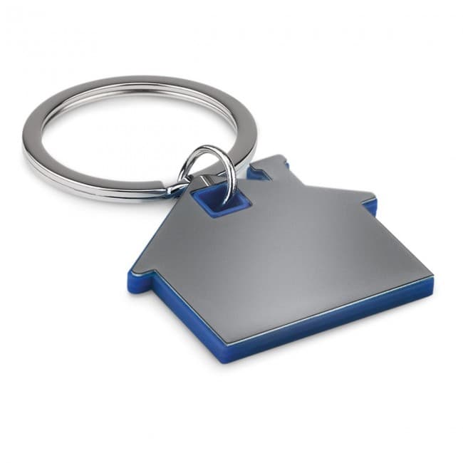 Branded House Shape Plastic Keyring - Image 1