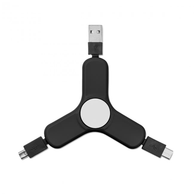 Custom Printed 3 in 1 charging cable spinner - Image 1