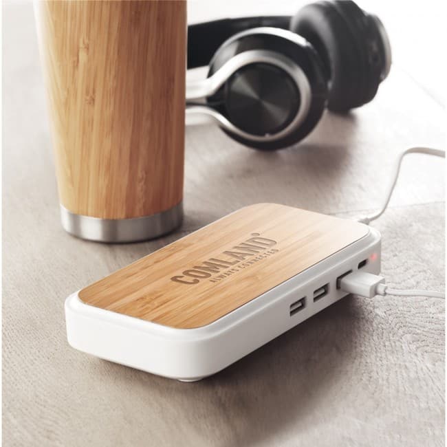 Custom Printed Wireless charger in bamboo - Image 4