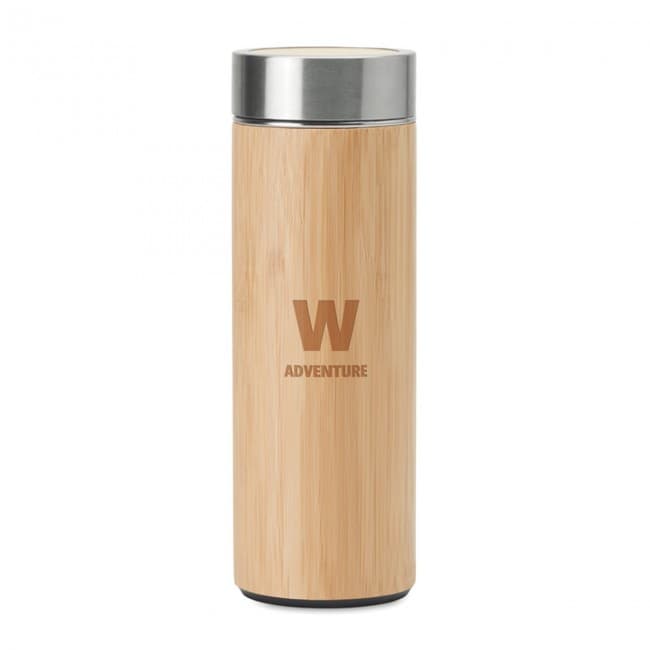 Custom Printed Double Wall Bamboo Flask 400ml - Image 4