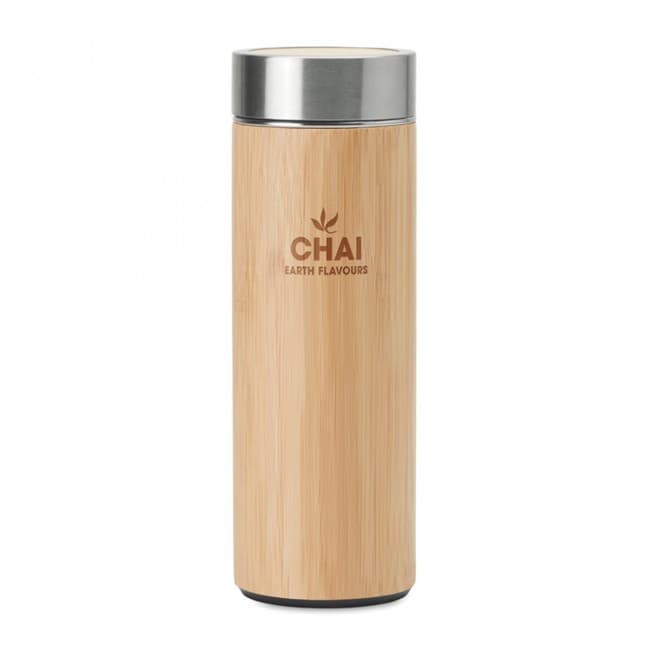 Custom Printed Double Wall Bamboo Flask 400ml - Image 5