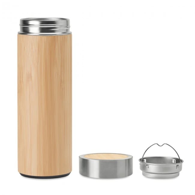 Custom Printed Double Wall Bamboo Flask 400ml - Image 10