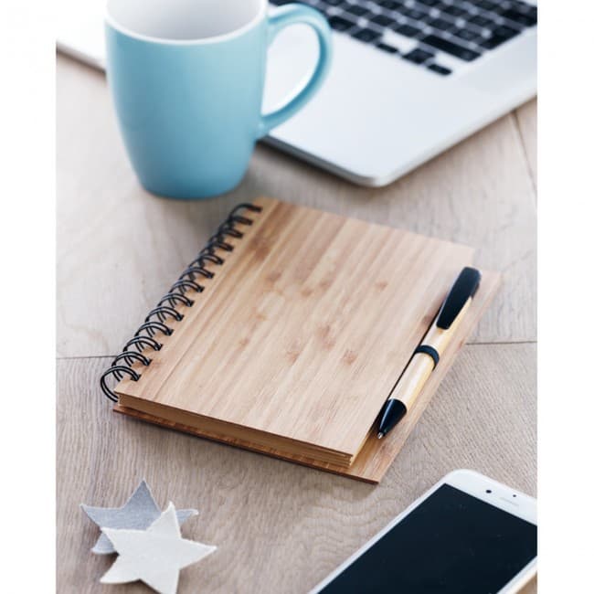 Custom Printed Bamboo Notebook With Pen Lined - Image 9