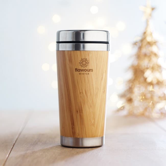 Custom Printed Double Wall bamboo Flask 430ml - Image 3