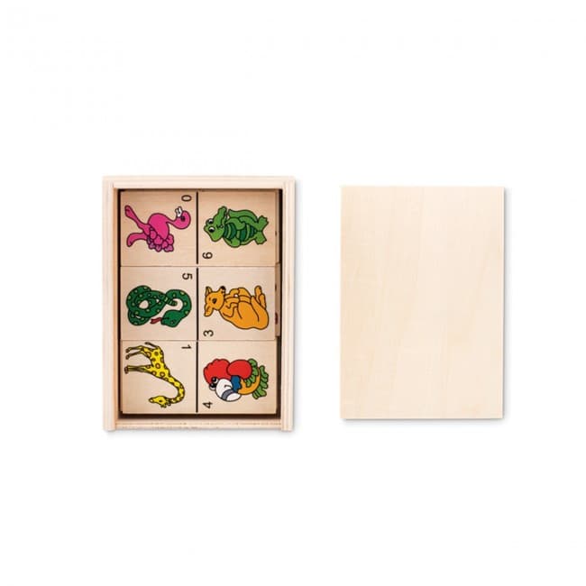 Custom Printed Kids domino set in wooden box - Image 1