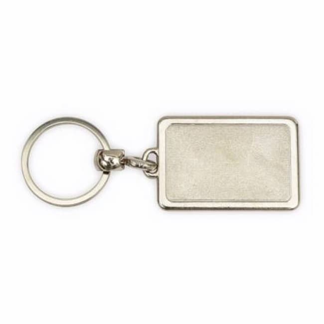 Custom Printed Silver Metal Rectangular Keyring