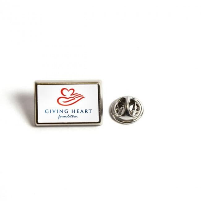 Custom Printed Rectangular Metal Pin Badge - Image 2