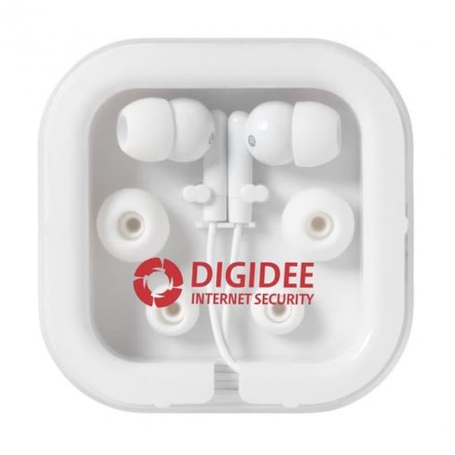 Custom Printed Earphones in Square Case - Image 1