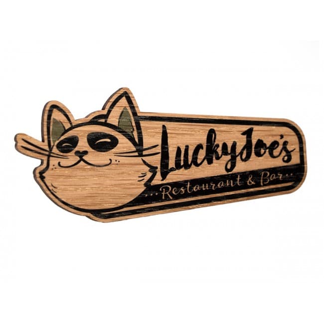 Custom Printed Bespoke shape wooden promotional badges