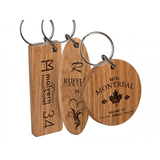 Custom Printed Real wood large keyring double sided