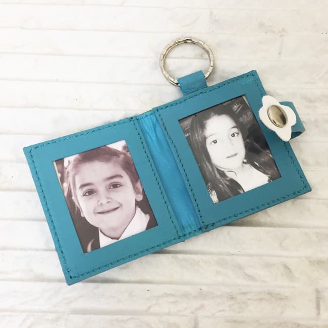 Custom Printed Flower Double Photo Keyring - Image 1