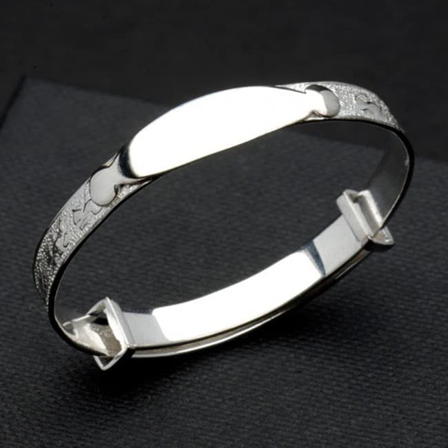 Custom Printed Sterling Silver Baby Bangle