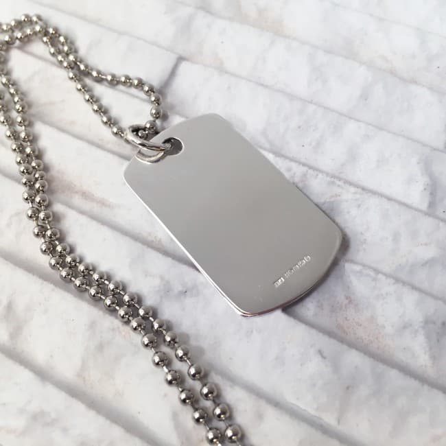 Custom Printed Sterling Silver ID Tag Necklace