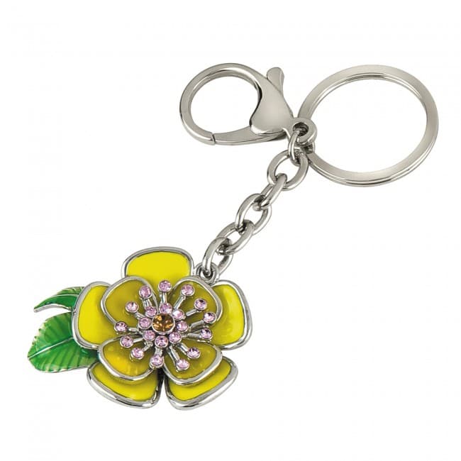 Custom Printed Yellow Flower Keyring