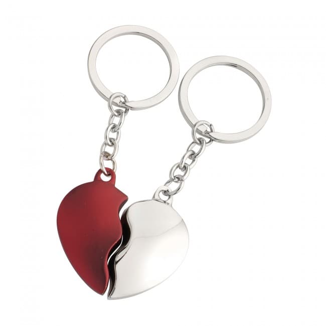 Custom Printed two hearts pair of keyrings