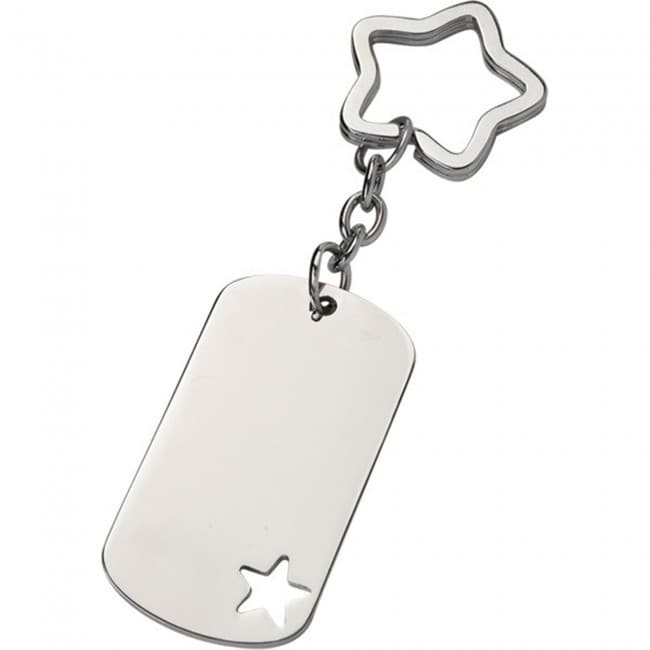 Custom Printed star ID dog tag keyring