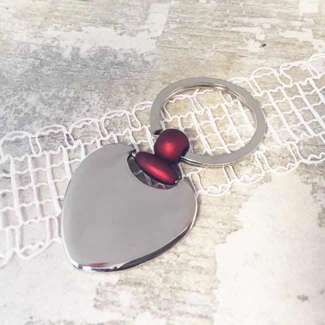 Custom Printed heart keyring with red detail