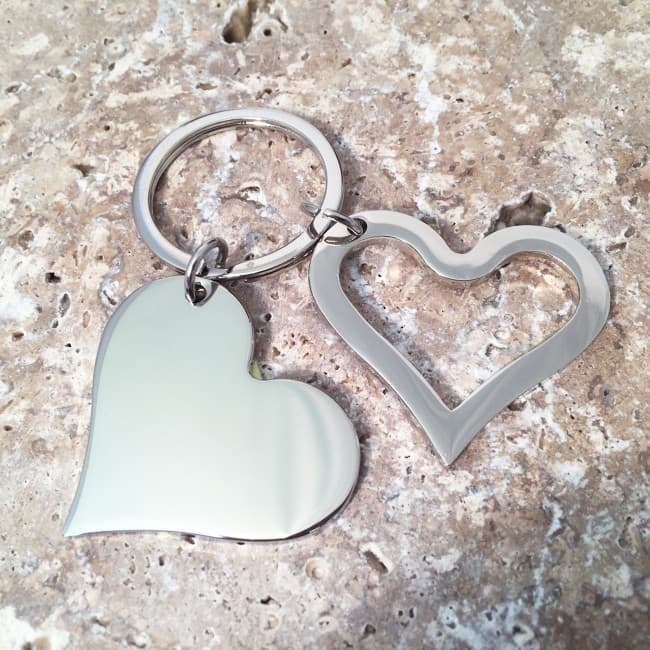 Custom Printed Inside Out Hearts Keyring