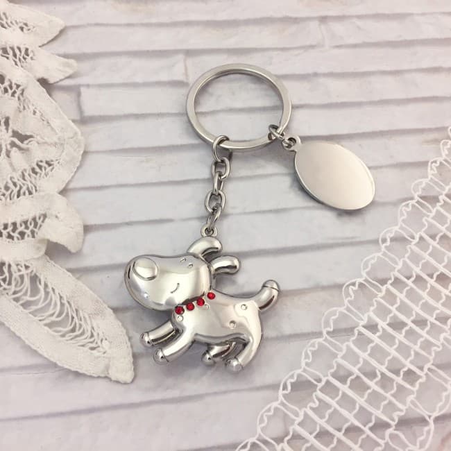 Custom Printed Doggy keyring With Diamante Collar