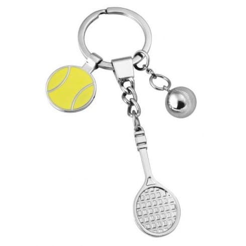 Custom Printed Tennis Racket and Ball Keyring