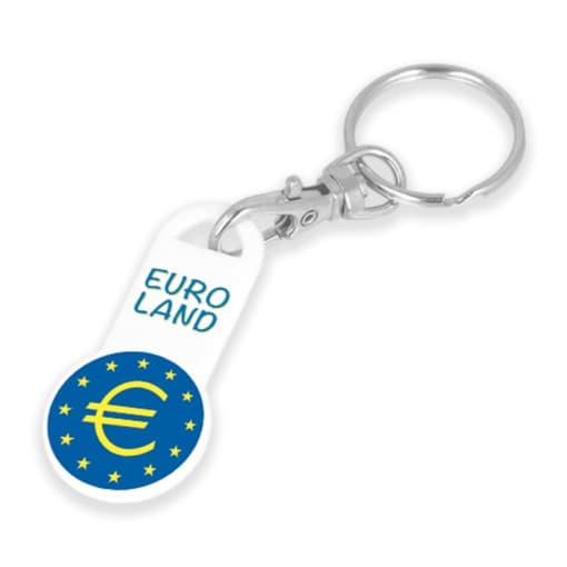 Custom Printed EURO Trolley Stick Coin Keyring