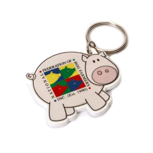 Custom Printed Pig Shaped  Keyring