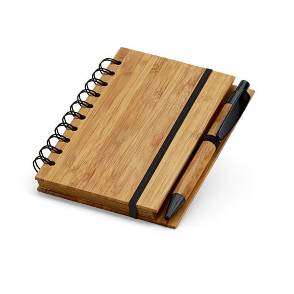 Custom Printed Bamboo Notepad With Ball Pen