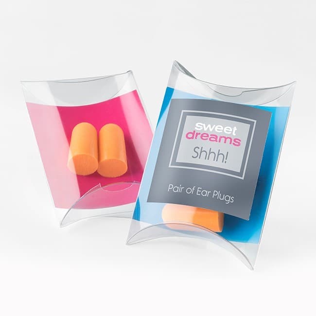 Branded Pair of Orange Ear Plugs in a Pillow Pack