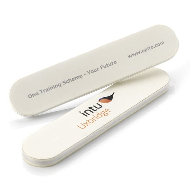 Branded White Foam Backed Emery Board/Nail File 10cm