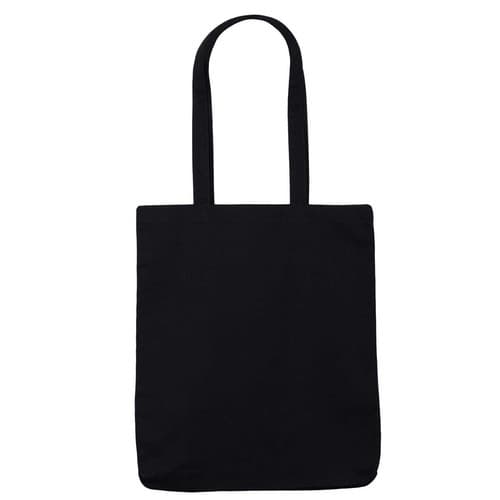 Custom Printed White/Black 10oz Long Handled Canvas Shopper (Full Gusset) - Image 1