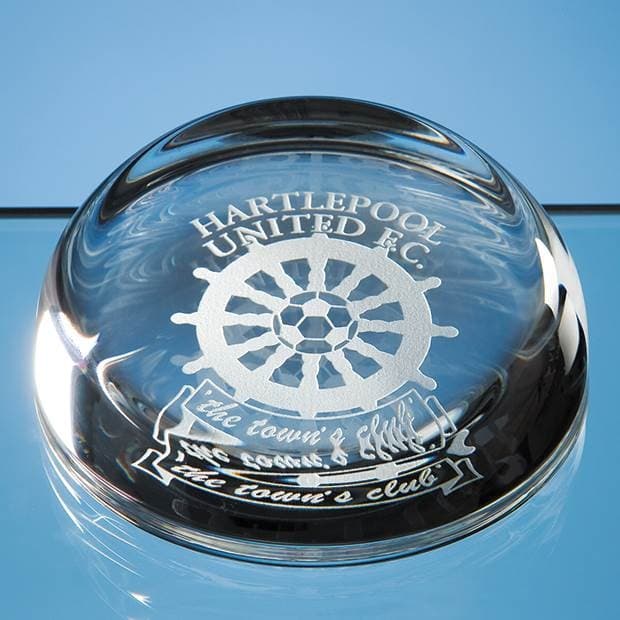 Custom Printed 8.8cm Optical Crystal Flat Top Dome Paperweight