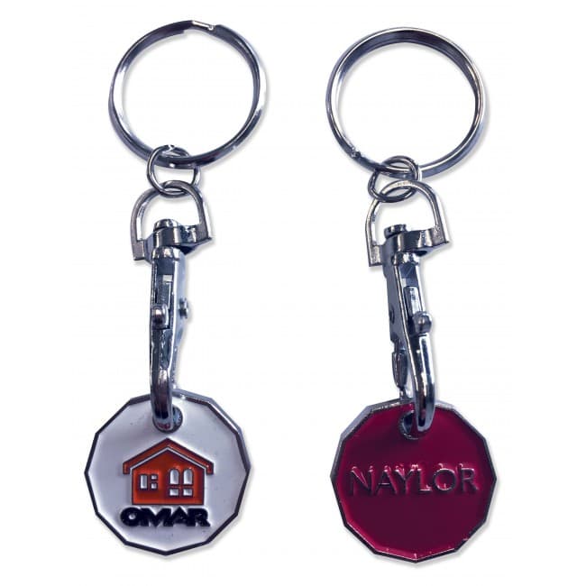 Custom Printed Trolley Coin Keyring - Enamelled - 2 Sides