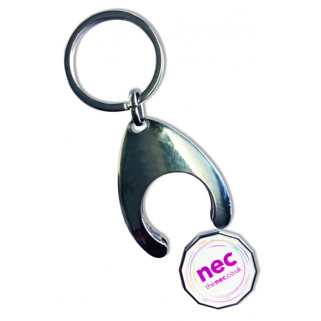 Custom Printed Wishbone Trolley Coin Keyring - Printed - 1 Side