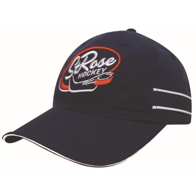 Custom Printed Microfibre Sports Cap with Piping and Sandwich