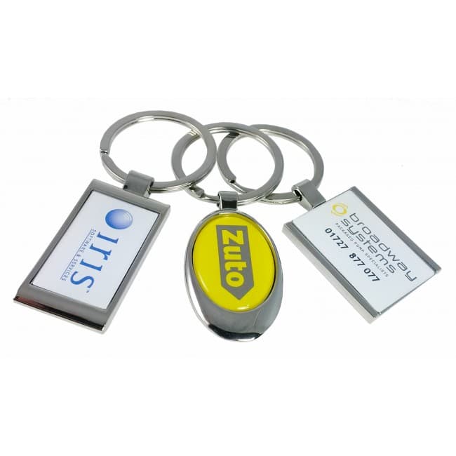 Custom Printed Silver Key Fob (rectangle)