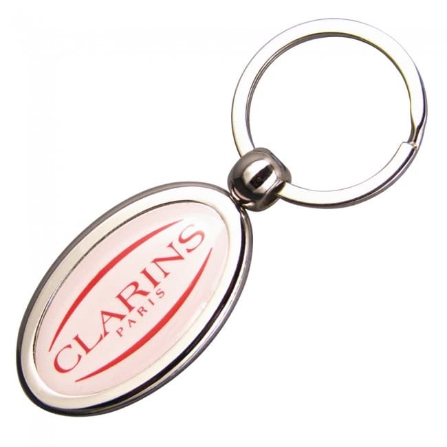 Custom Printed Oval Zinc Alloy Domed Keyrings