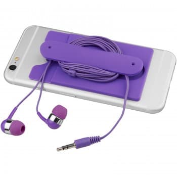 Wired earbuds and silicone phone wallet